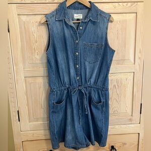 Universal Thread Denim Romper Denim Playsuit with Pockets Drawstring Size Medium